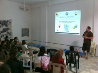 Justin presenting to the kids